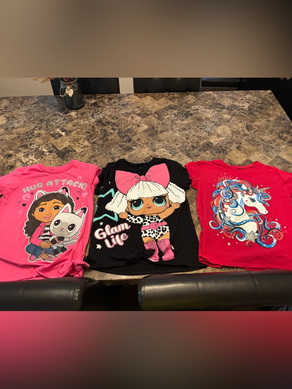 3 pack of girls 7/8 popular character tshirts